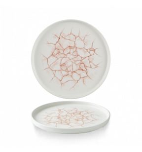 Assiette à bord droit rond Corail porcelaine vitrifiée Ø 21 cm Kintsugi Churchill