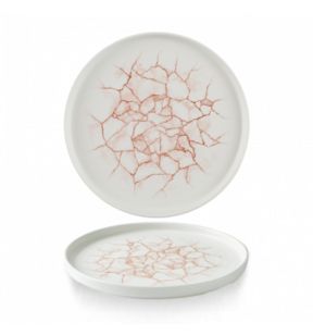 Assiette à bord droit rond Corail porcelaine vitrifiée Ø 26 cm Kintsugi Churchill