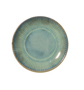 Assiette coupe plate rond bleu vert grès émaillé Ø 21 cm Lotus Accolade