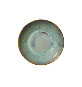 Assiette coupe creuse rond bleu vert grès émaillé Ø 17 cm Lotus Accolade