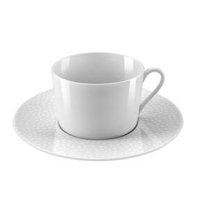 Tasse et sous-tasse à thé rond blanc porcelaine 22 cl Ø 17 cm Baghera Medard De Noblat