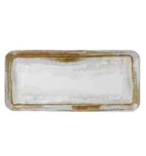 Assiette rectangulaire organique beige porcelaine vitrifiée 27x16 cm Finca Dudson