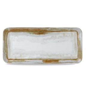 Assiette rectangulaire organique beige porcelaine vitrifiée 35x16 cm Finca Dudson