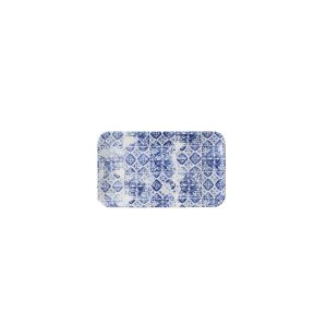 Assiette rectangulaire organique bleu porcelaine vitrifiée 27x16 cm Porto Dudson