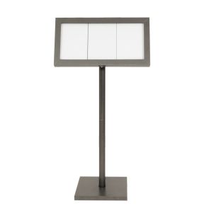 Porte-menu lumineux rectangulaire gris 3 pages led Securit