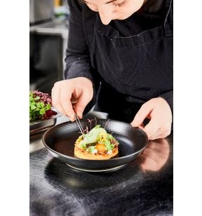 Assiette coupe plate rond taupe grès émaillé Ø 21 cm Modulo Nature Degrenne