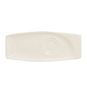 Sous-tasse à café / thé gourmand rectangulaire ivoire porcelaine vitrifiée 26,1 cm Mazza Rak