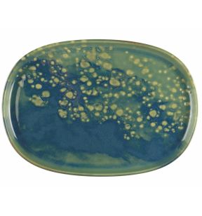 Assiette ovale bleu grès émaillé 33x22,5 cm Magic Accolade