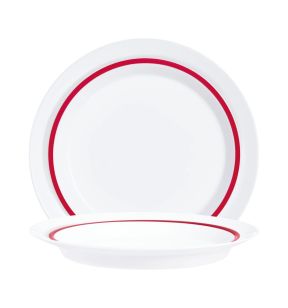 Assiette rond blanc verre opal Ø 23 cm Autonomy Filet Rouge Arcoroc