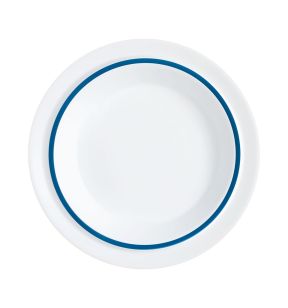 Assiette creuse rond blanc verre opal Ø 23 cm Autonomy Filet Bleu Arcoroc