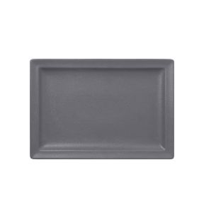 Assiette plate rectangulaire Gris stone porcelaine vitrifiée 33,6x23,2 cm Neo Fusion Rak
