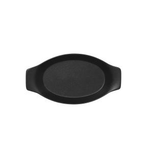 Plat à oreilles ovale noir porcelaine vitrifiée 25x13,5 cm Neo Fusion Rak