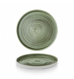 Assiette à bord droit rond burnished green porcelaine vitrifiée Ø 21 cm 26,5 cm Stonecast Patina Churchill