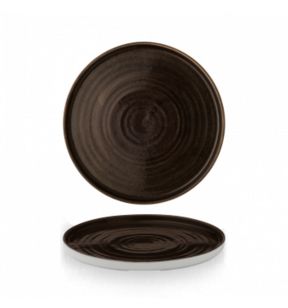 Assiette à bord droit rond iron black porcelaine vitrifiée Ø 21 cm 19,2 cm Stonecast Patina Churchill