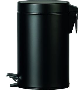 Poubelle à pédale rond noir mat métal Probbax