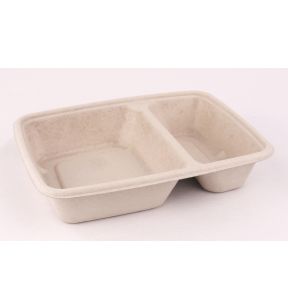 Bakje met 2 compartimenten rechthoekig beige xx4.8 75 cl Be Pulp (75 eenheden)