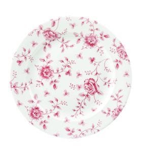 Assiette plate rond Rose Chintz Cranberry porcelaine Ø 27,6 cm Vintage Prints Churchill