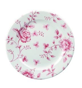 Assiette plate rond Rose Chintz Cranberry porcelaine Ø 17 cm Vintage Prints Churchill