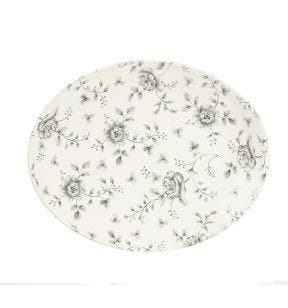 Plat bord ovaal Grey Rose Chintz pattern porselein x25.5 Vintage Prints Churchill