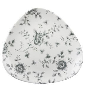 Plat bord driehoekig Grey Rose Chintz pattern porselein 22.9 cm Vintage Prints Churchill