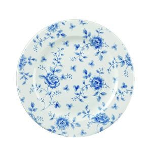 Assiette plate rond Rose Chintz Prague Blue porcelaine Ø 21 cm Vintage Prints Churchill