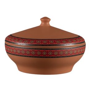 Soupière avec couvercle rond baantna tero Décor Utsav porcelaine Ø 23,7 cm Earth Rak