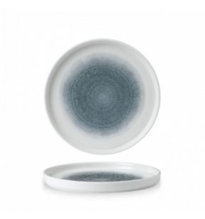 Assiette à bord droit rond bleu porcelaine vitrifiée Ø 21 cm 26x26 cm Raku Churchill