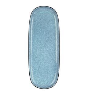 Assiette coupe plate rectangulaire bleu porcelaine vitrifiée 30x12 cm Ikon Astera