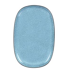 Assiette coupe plate rectangulaire bleu porcelaine vitrifiée 30x20 cm Ikon Astera