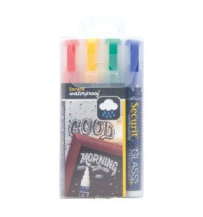 Paquet de 4 feutres craie couleurs assorties waterproof en craie Securit (4 pièces)