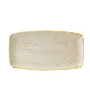Assiette plate rectangulaire Nutmeg Cream porcelaine vitrifiée 34,5x18,5 cm Stonecast Churchill