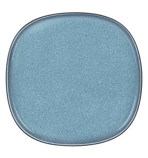 Assiette coupe plate carré bleu porcelaine vitrifiée 30x30 cm Ikon Astera