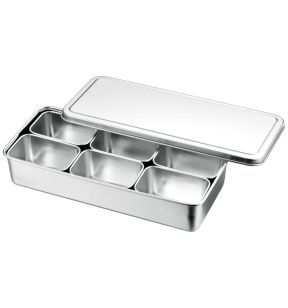 Bac 6 mini boites japonaises inox 32,8x14,8x6,3 cm Avec couvercle L.tellier