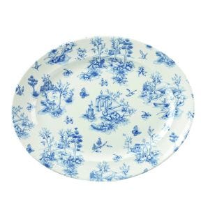 Plat ovale Toile Prague Blue porcelaine 36,5 cm Vintage Prints Churchill