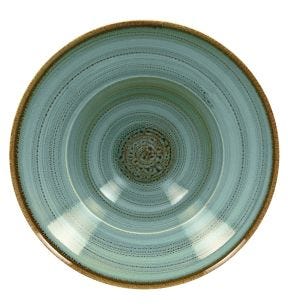 Assiette extra creuse rond bleu porcelaine vitrifiée Ø 26,1 cm Twirl Rak