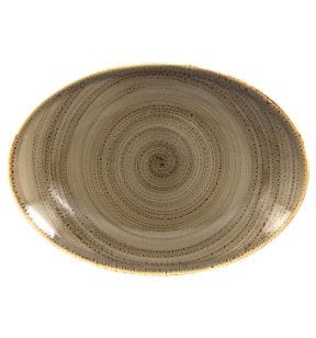 Plat ovale brun porcelaine vitrifiée 32 cm Twirl Rak