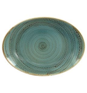 Plat ovale bleu porcelaine vitrifiée 32 cm Twirl Rak