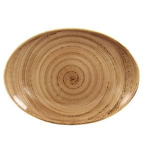 Plat ovale marron porcelaine vitrifiée 32 cm Twirl Rak