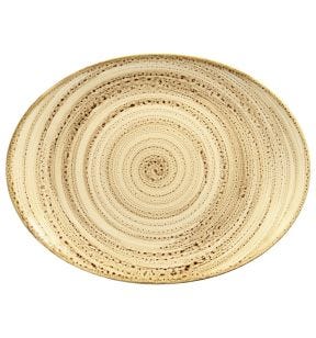 Plat ovale beige porcelaine vitrifiée 36 cm Twirl Rak