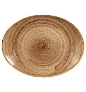 Plat ovale marron porcelaine vitrifiée 36 cm Twirl Rak