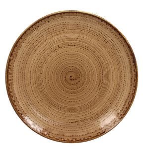 Assiette coupe plate rond marron porcelaine vitrifiée Ø 24 cm Twirl Rak