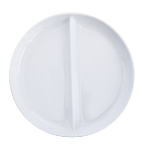 Assiette régithermie 1 séparation droite rond blanc porcelaine Ø 22,8 cm Vitalia Essentials Collection