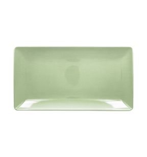 Assiette coupe plate rectangulaire vert porcelaine vitrifiée 33,8x18,3 cm Vintage Rak