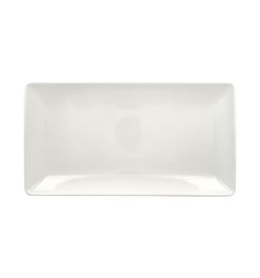 Assiette coupe plate rectangulaire blanc porcelaine vitrifiée 33,8x18,3 cm Vintage Rak
