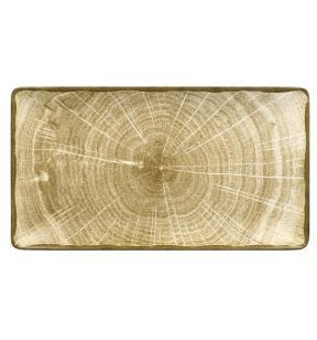 Assiette plate rectangulaire vert porcelaine vitrifiée 33,8x18,3 cm Woodart Rak