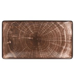 Assiette plate rectangulaire marron porcelaine vitrifiée 33,8x18,3 cm Woodart Rak