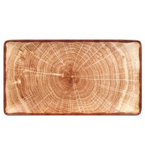Assiette plate rectangulaire brun porcelaine vitrifiée 33,8x18,3 cm Woodart Rak