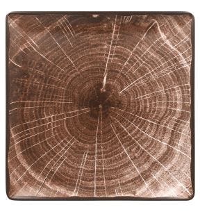 Assiette plate carré marron porcelaine vitrifiée 30,5x30,5 cm Woodart Rak