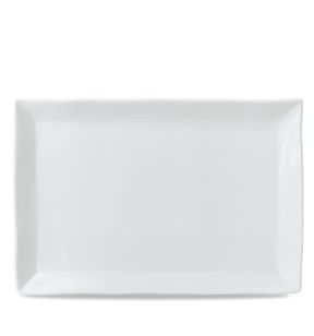 Assiette coupe plate rectangulaire blanc porcelaine vitrifiée 34,5x23,3 cm White Dudson