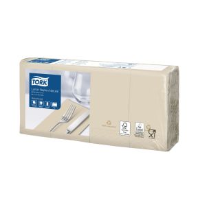 Serviette beige ouate de cellulose 33x33 cm pliée en 8 Tork (200 pièces)